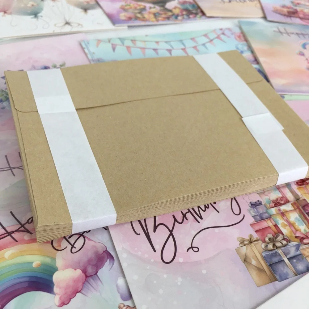 Assortment of 20 Cupcake Birthday Cards Pastel Pink Purple With Envelopes NEW